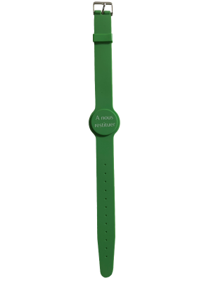 Bracelet montre silicone NXP Mifare 1ko vert + impression blanche 